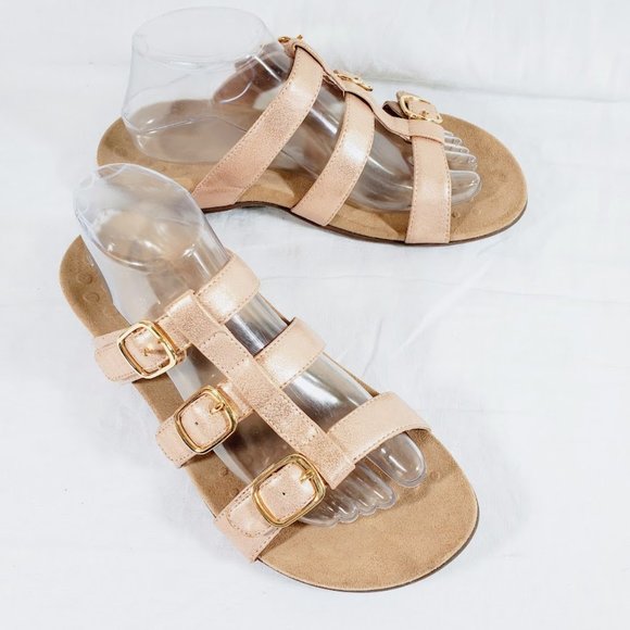 Vionic Misa Rose Gold Slides Sandals 9 Wide 9W - Picture 2 of 6